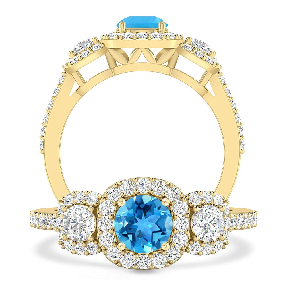 Yellow Gold - Blue Topaz