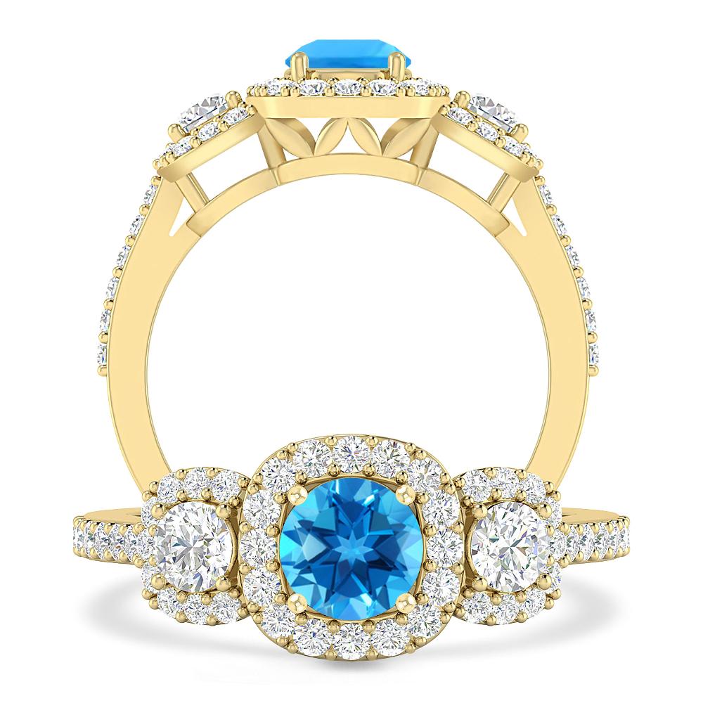 Yellow Gold - Blue Topaz