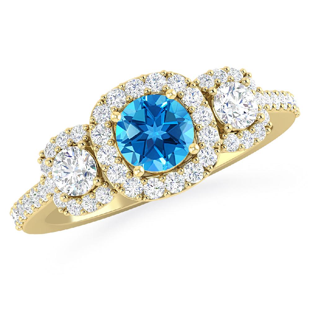 Yellow Gold - Blue Topaz