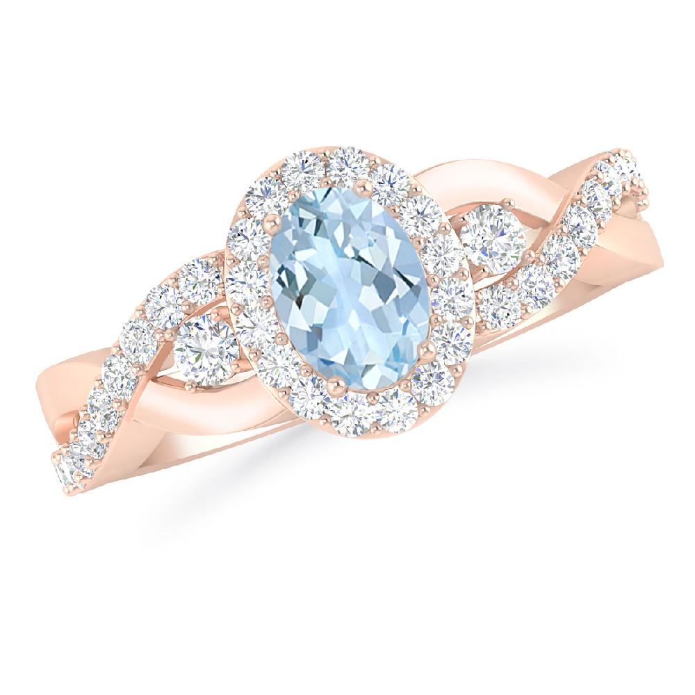 Rose Gold - Aquamarine