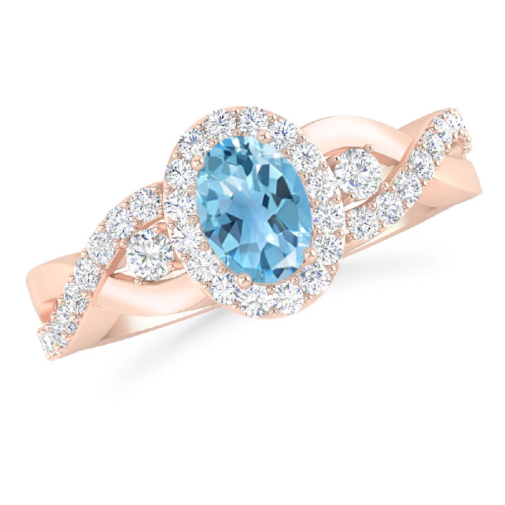 Rose Gold - Blue Topaz