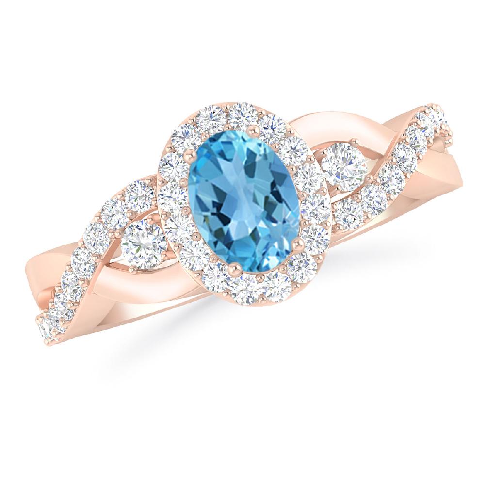 Rose Gold - Blue Topaz