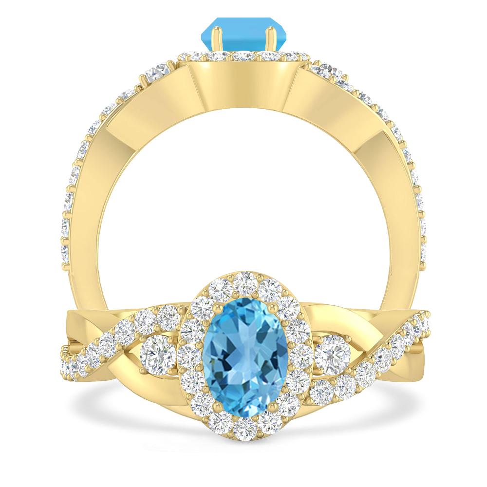 Yellow Gold - Blue Topaz