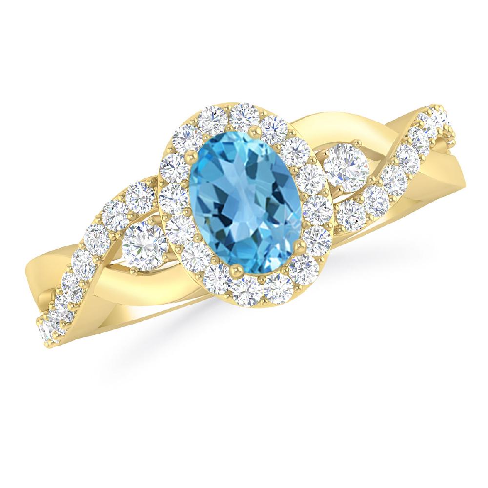 Yellow Gold - Blue Topaz