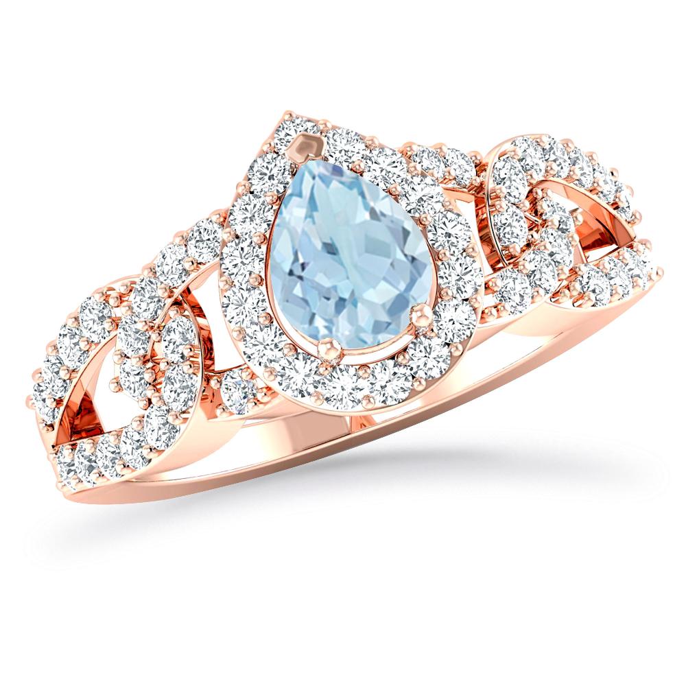 Rose Gold - Aquamarine