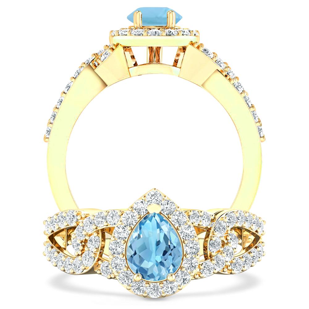 Yellow Gold - Blue Topaz