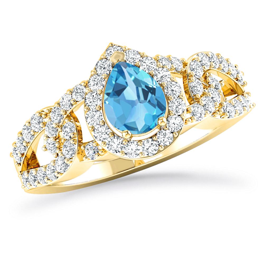 Yellow Gold - Blue Topaz