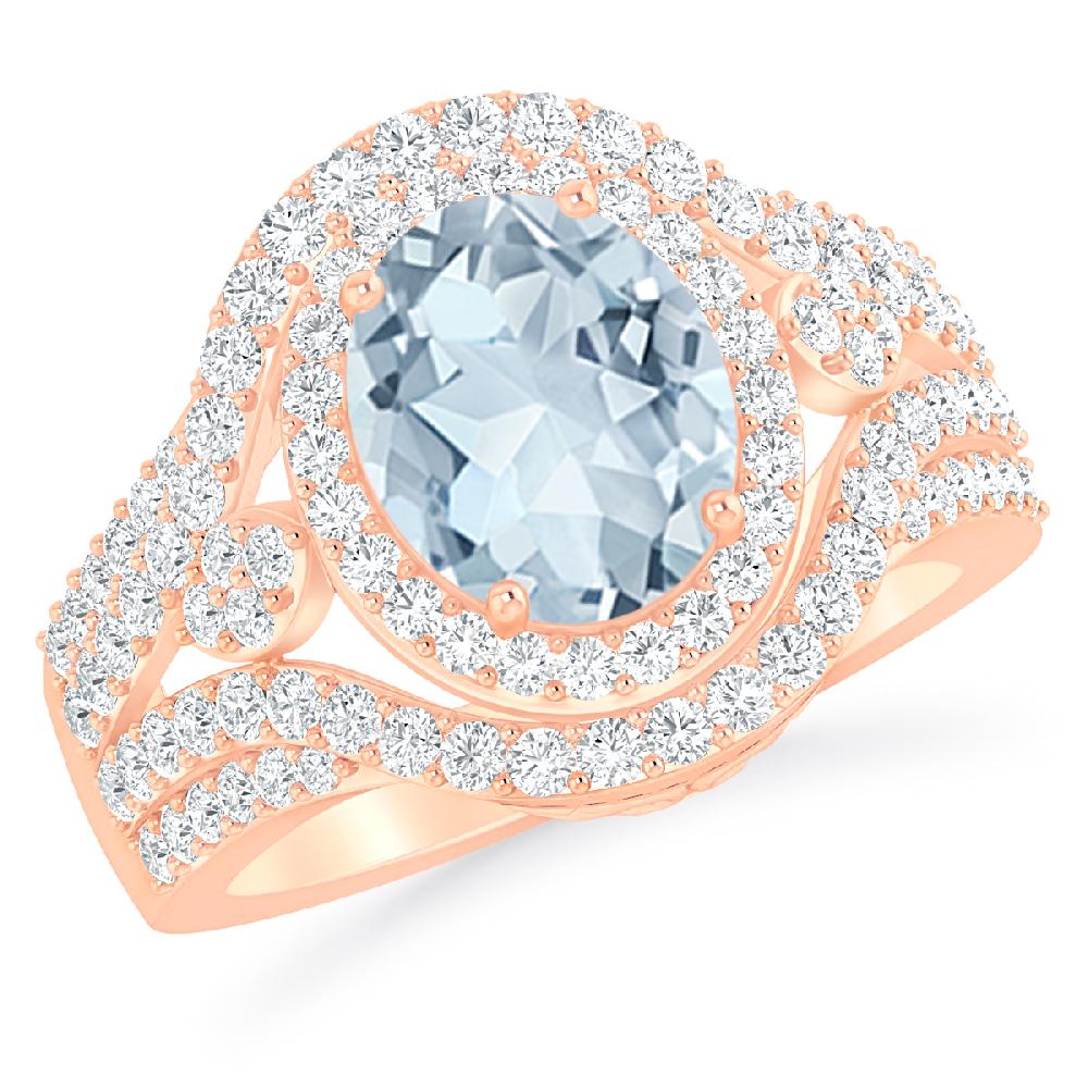 Rose Gold - Aquamarine