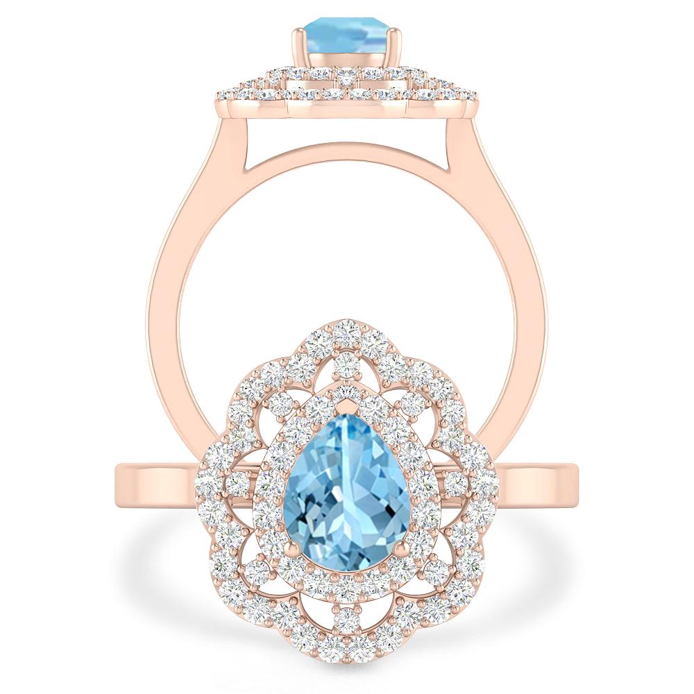 Rose Gold - Aquamarine