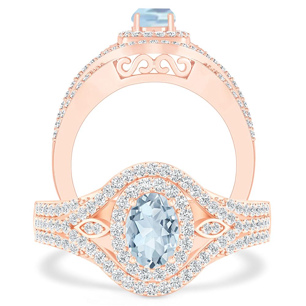 Rose Gold - Aquamarine