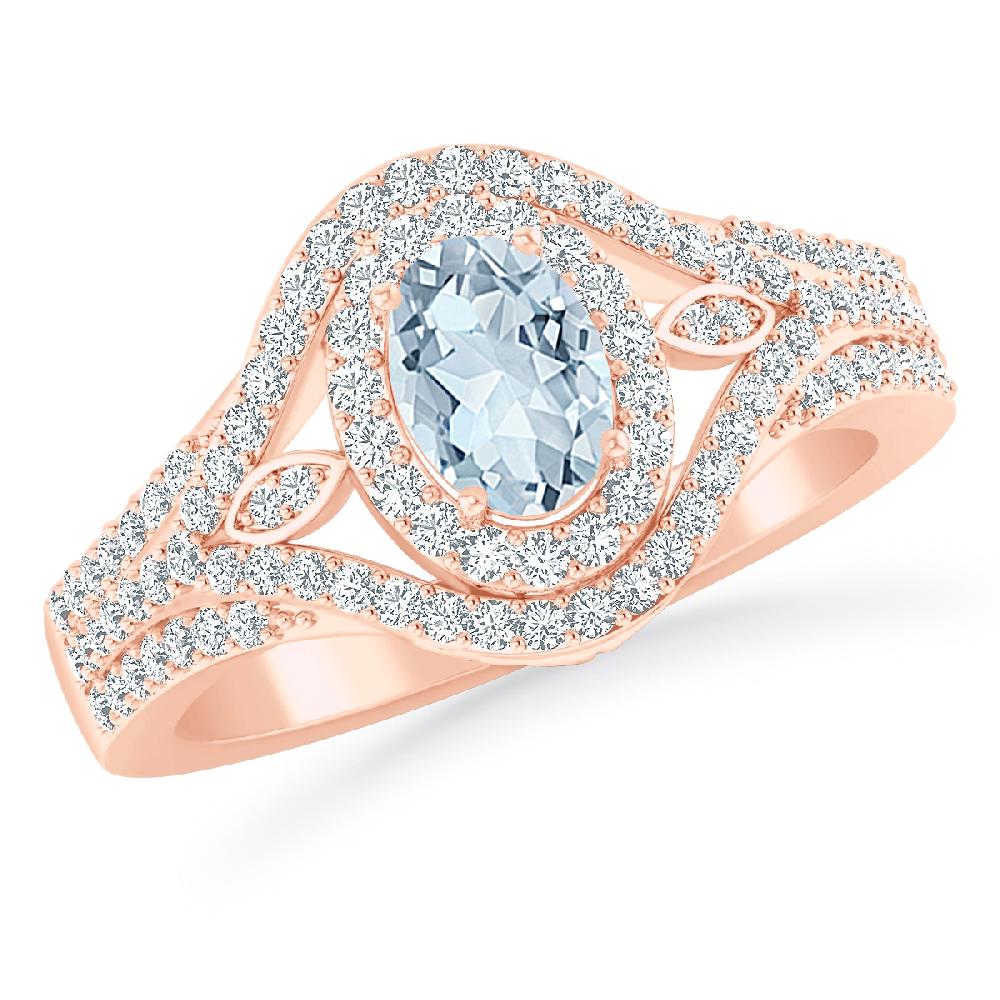 Rose Gold - Aquamarine
