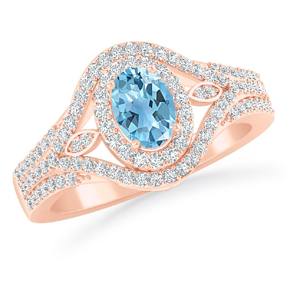 Rose Gold - Blue Topaz