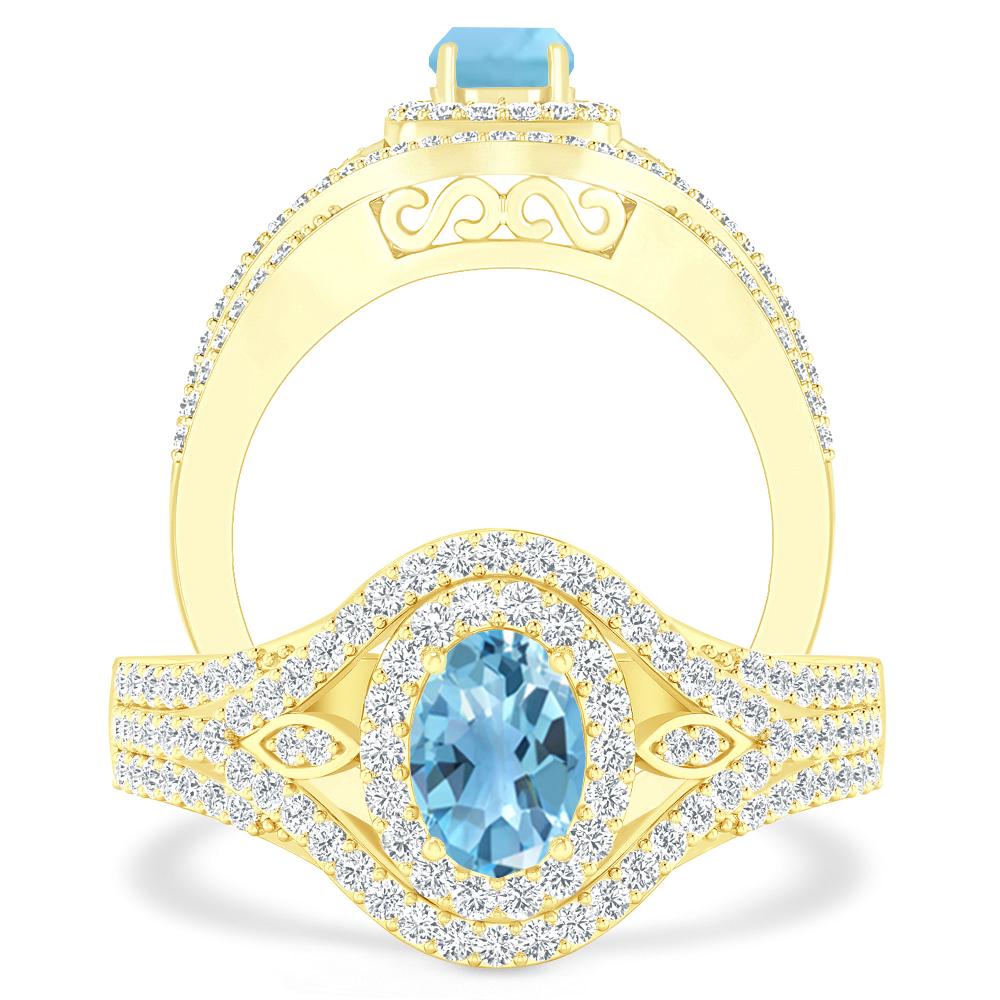 Yellow Gold - Blue Topaz