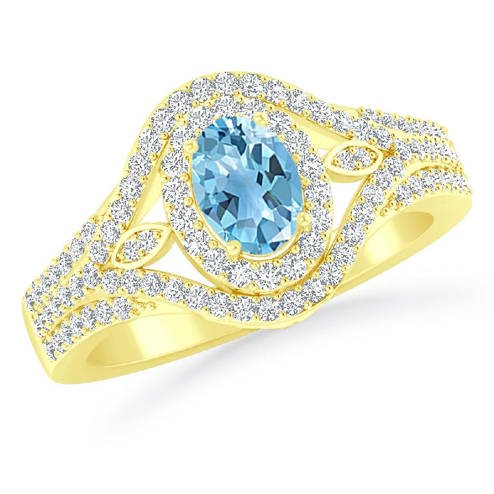 Yellow Gold - Blue Topaz