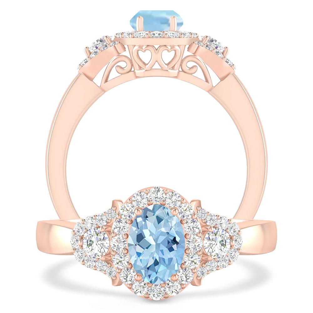 Rose Gold - Aquamarine