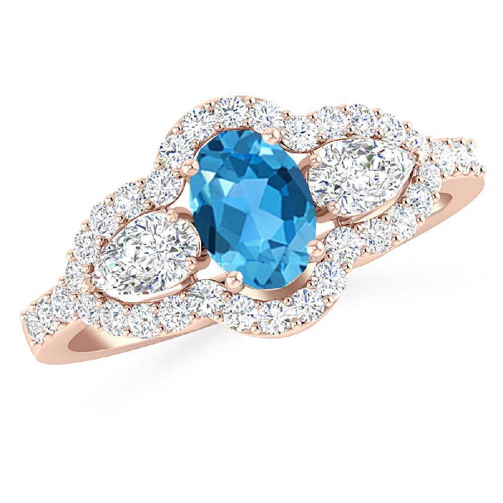 Rose Gold - Blue Topaz