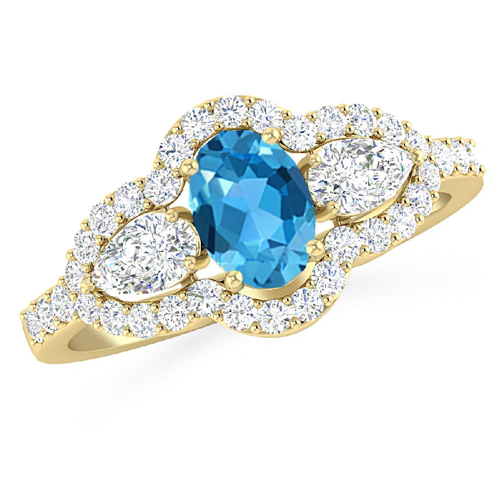 Yellow Gold - Blue Topaz