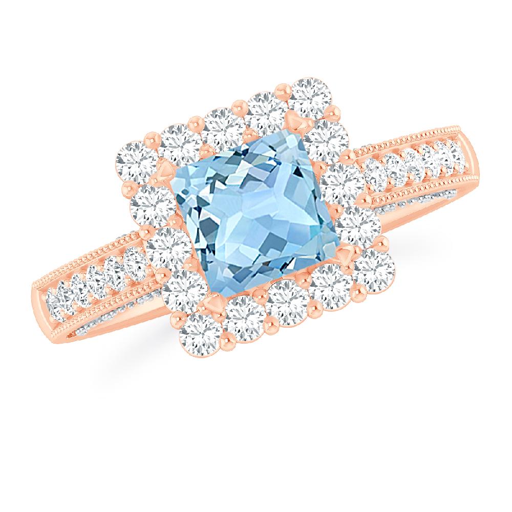 Rose Gold - Aquamarine