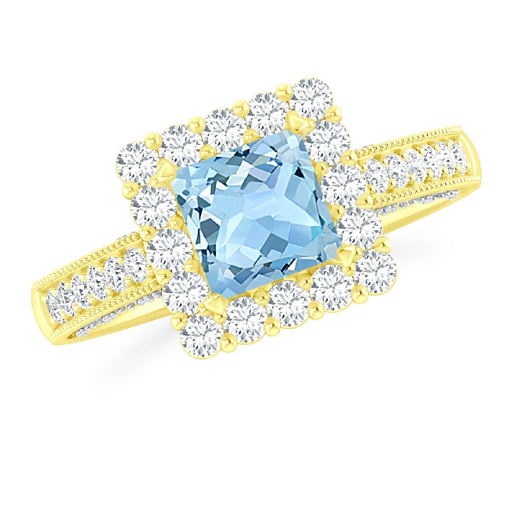 Yellow Gold - Aquamarine