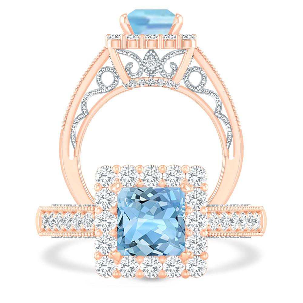 Rose Gold - Aquamarine