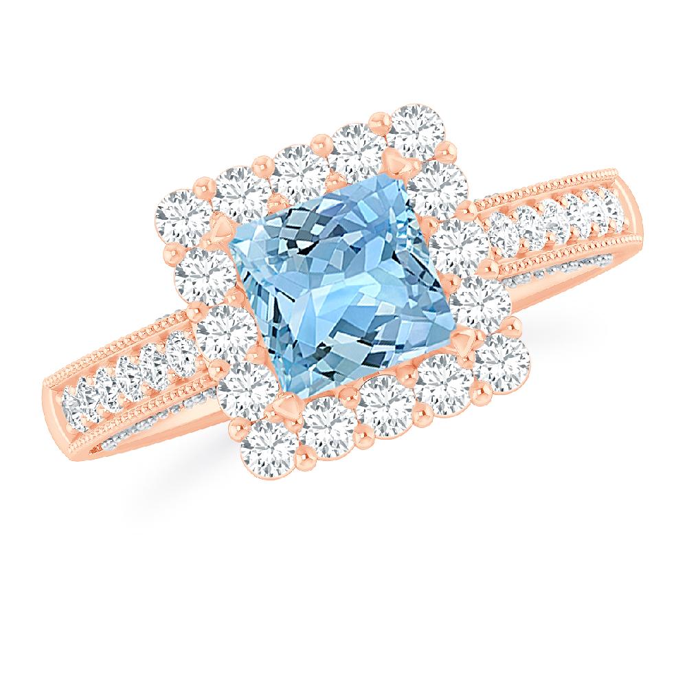 Rose Gold - Aquamarine