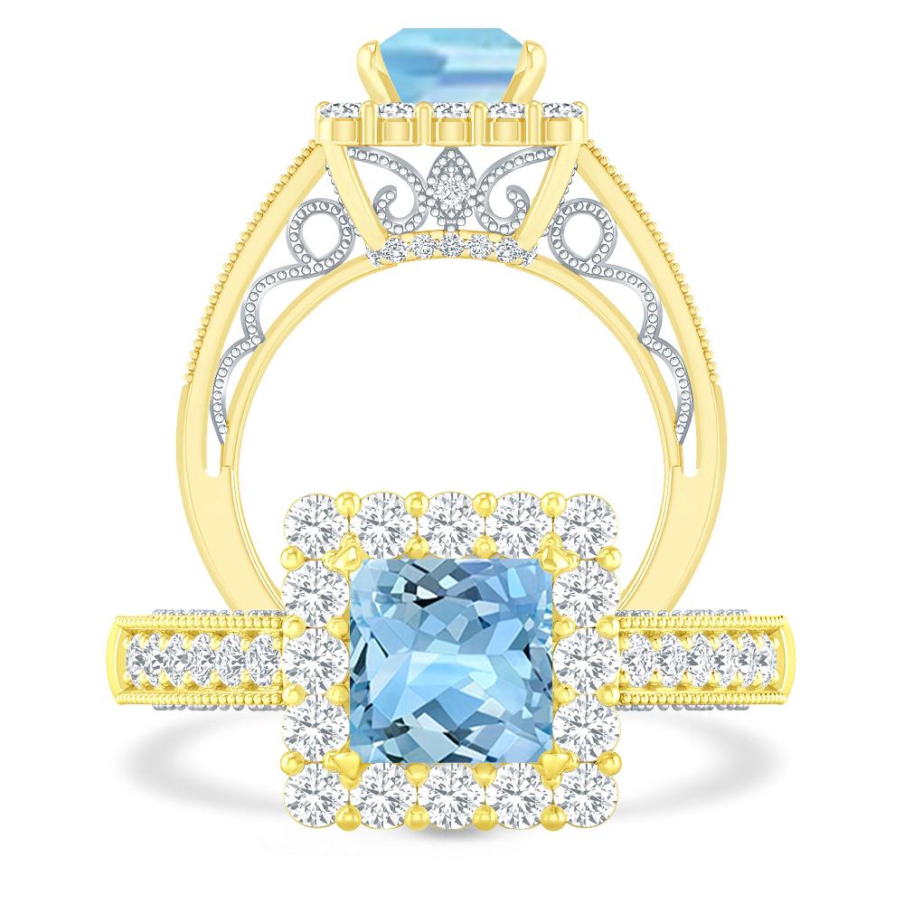 Yellow Gold - Aquamarine