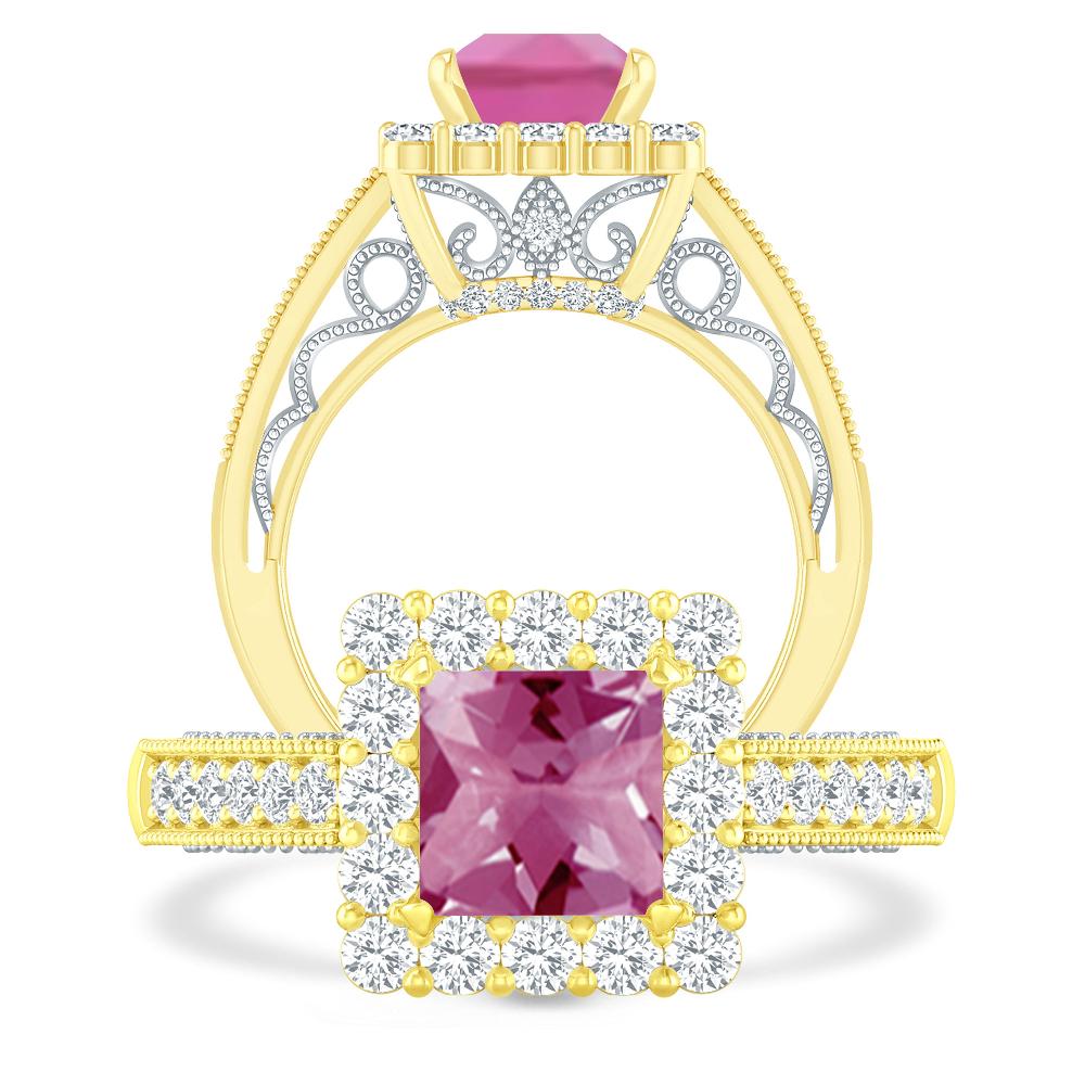 Yellow Gold - Pink Tourmaline