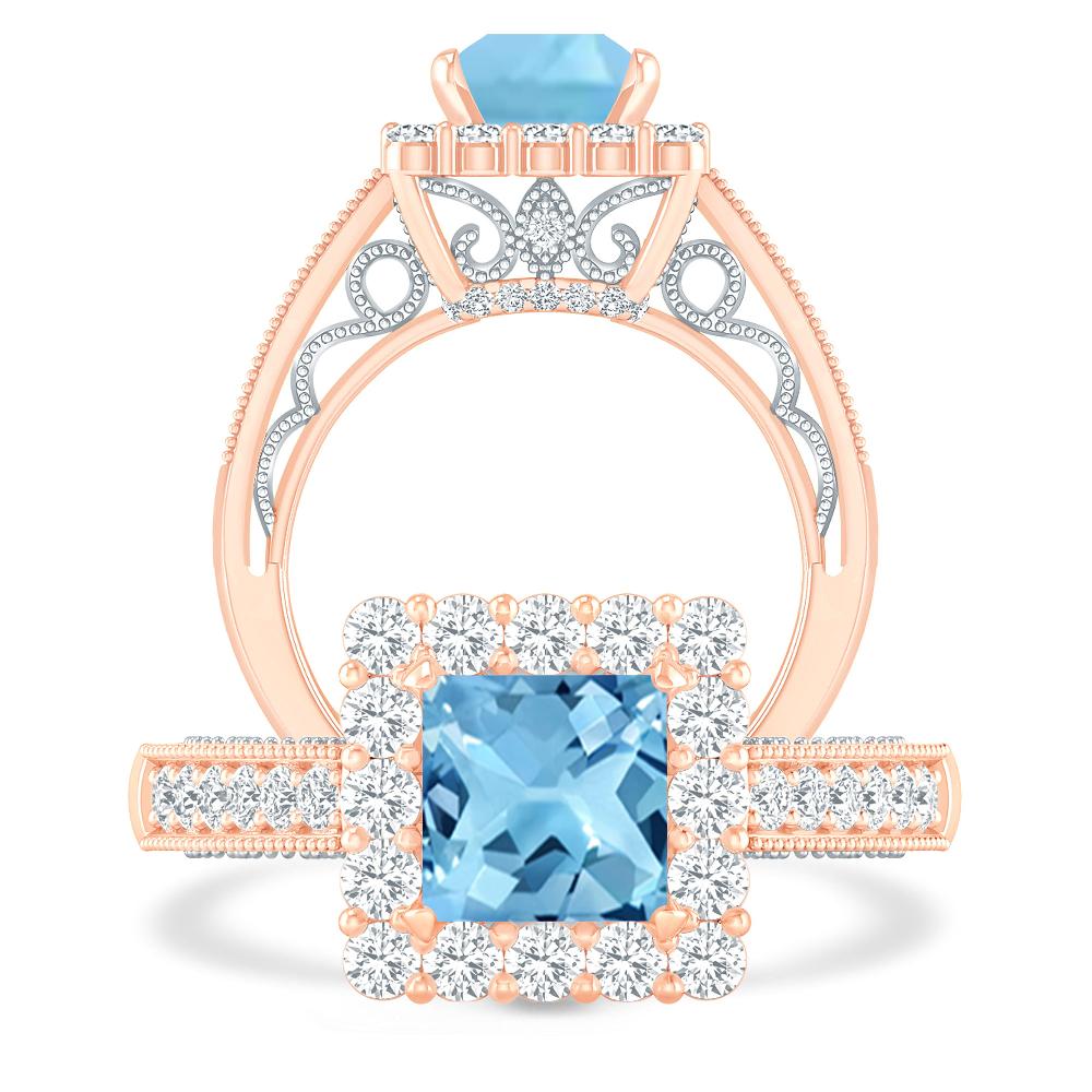 Rose Gold - Blue Topaz