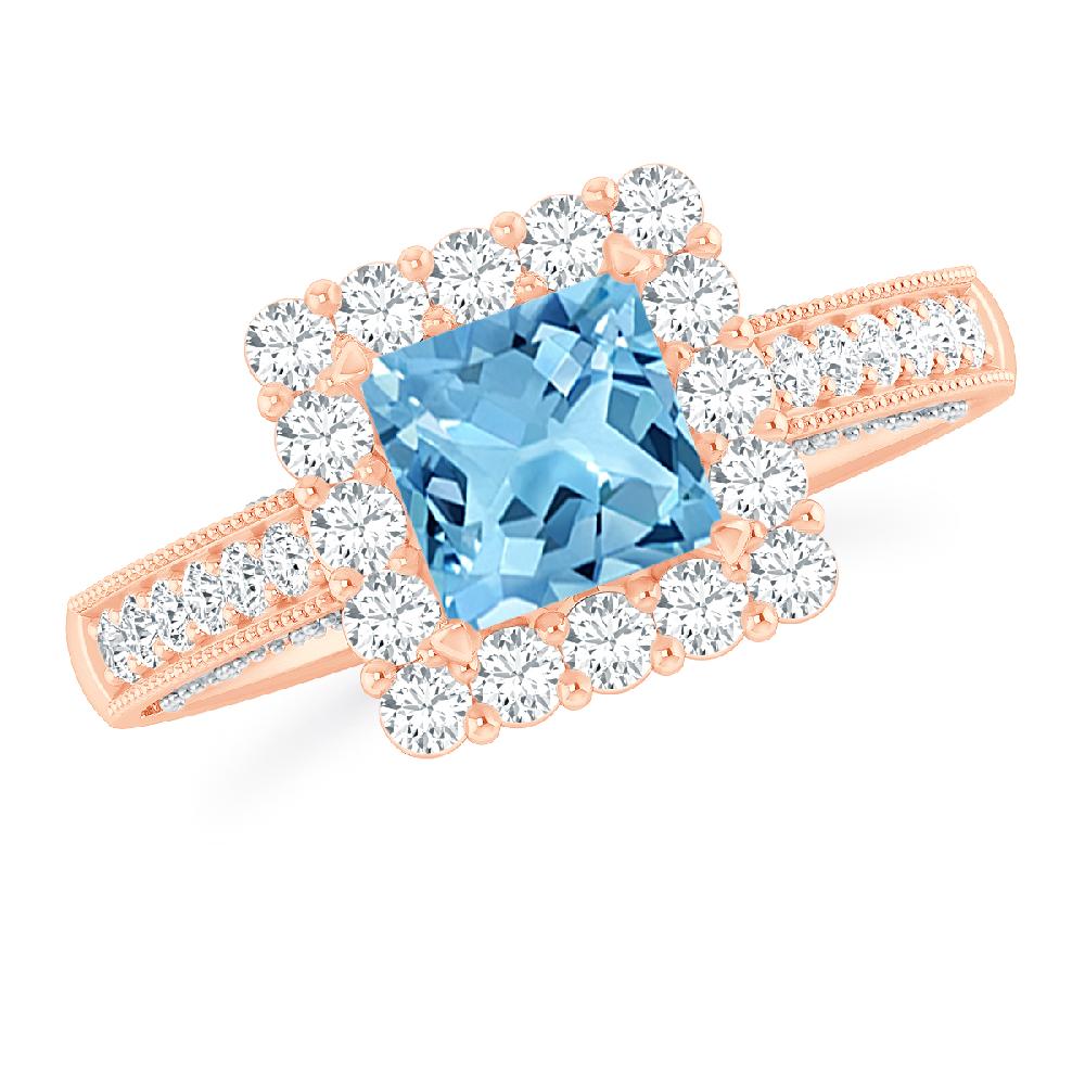 Rose Gold - Blue Topaz