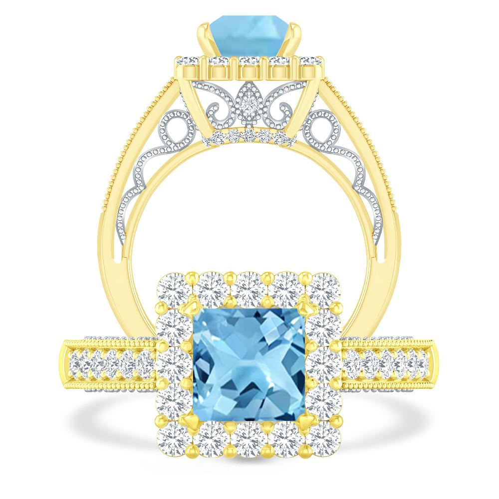 Yellow Gold - Blue Topaz