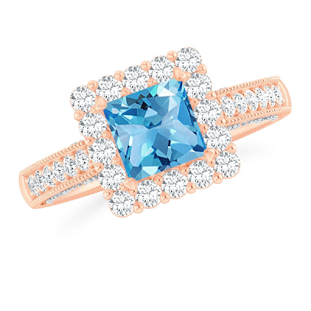 Rose Gold - Blue Topaz