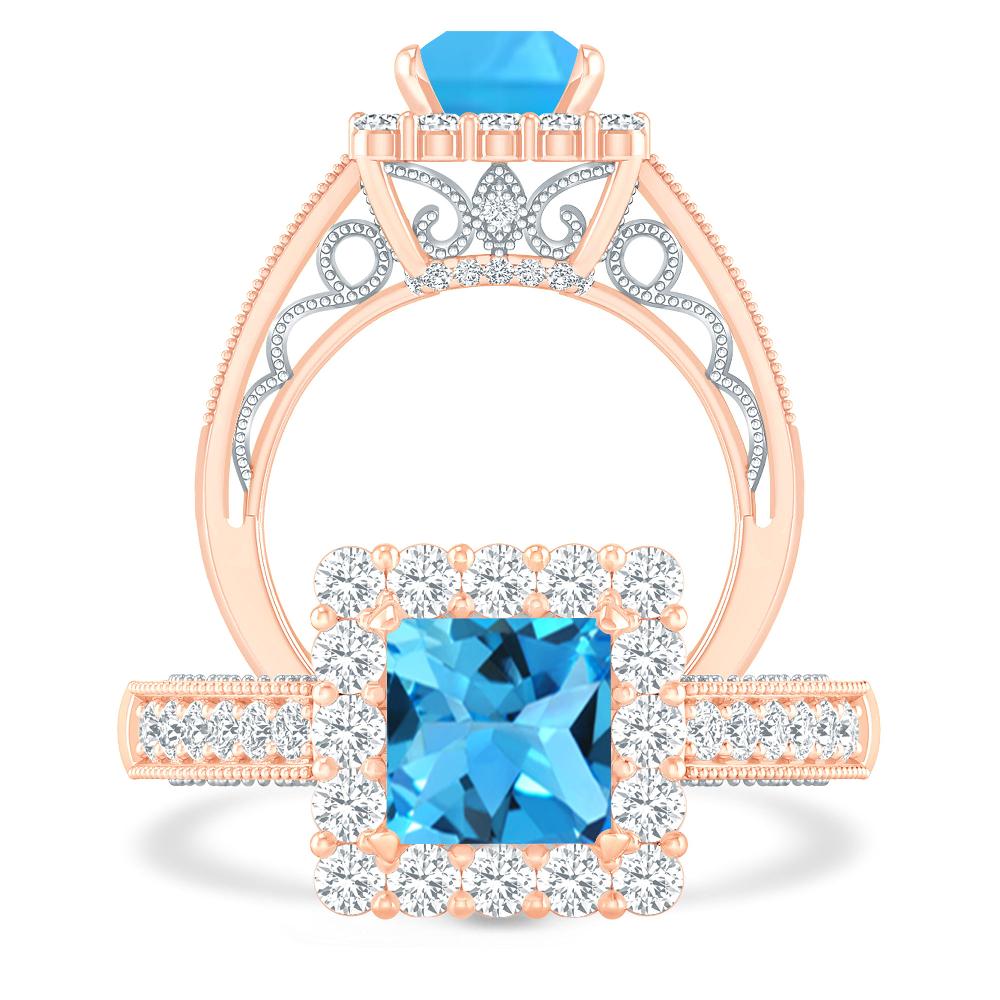 Rose Gold - Blue Topaz