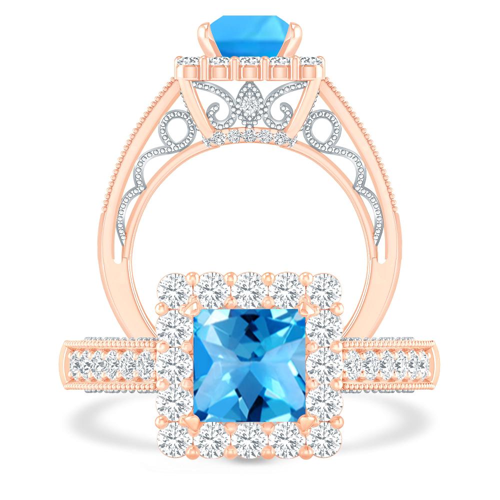 Rose Gold - Blue Topaz