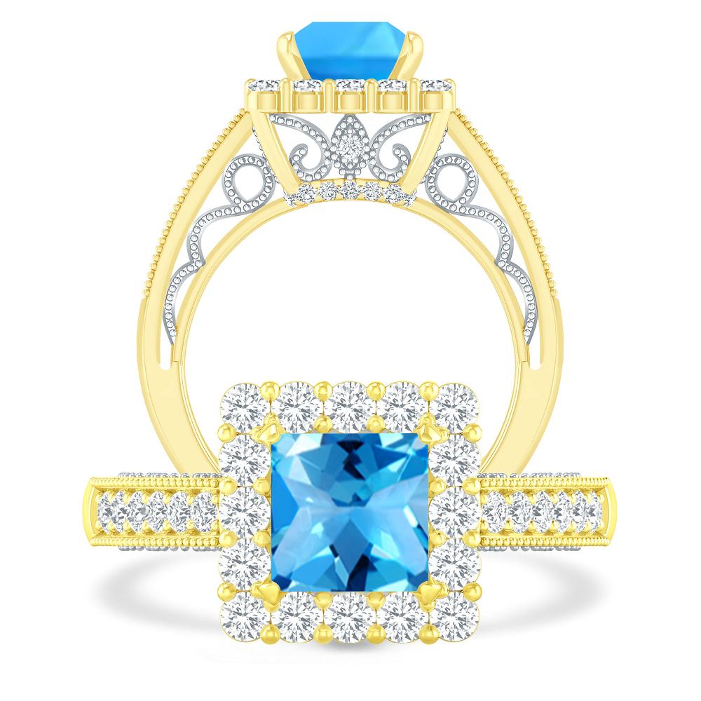 Yellow Gold - Blue Topaz