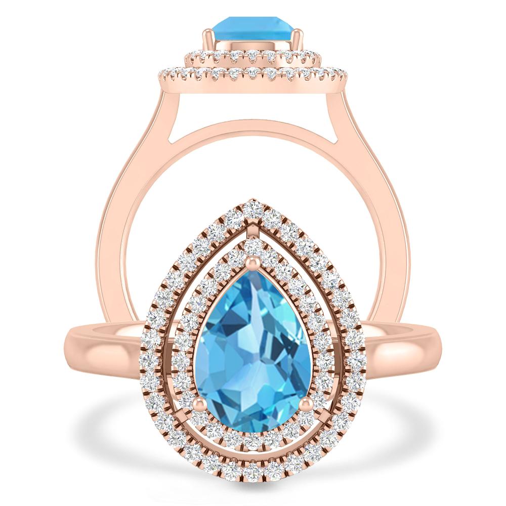 Rose Gold - Blue Topaz