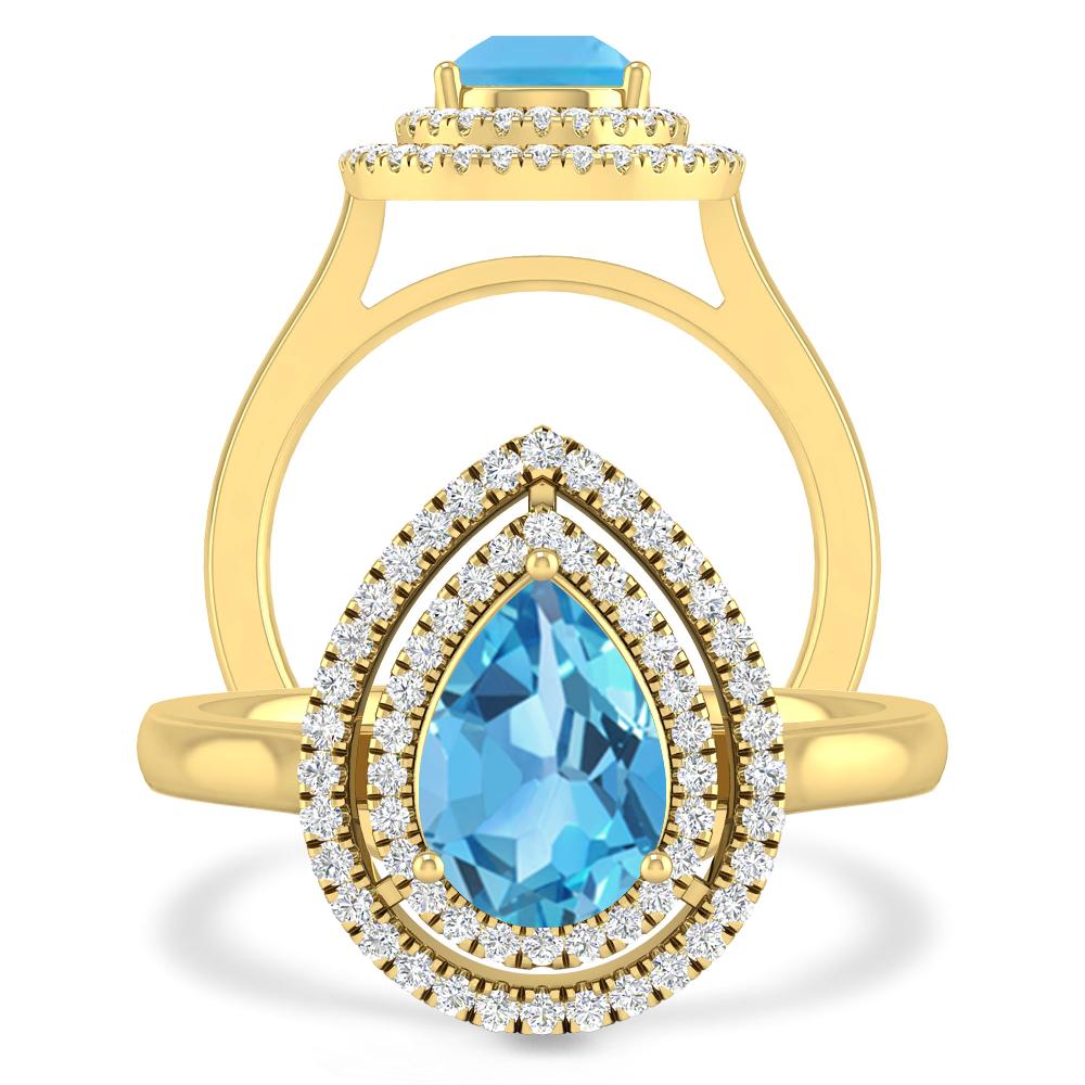 Yellow Gold - Blue Topaz
