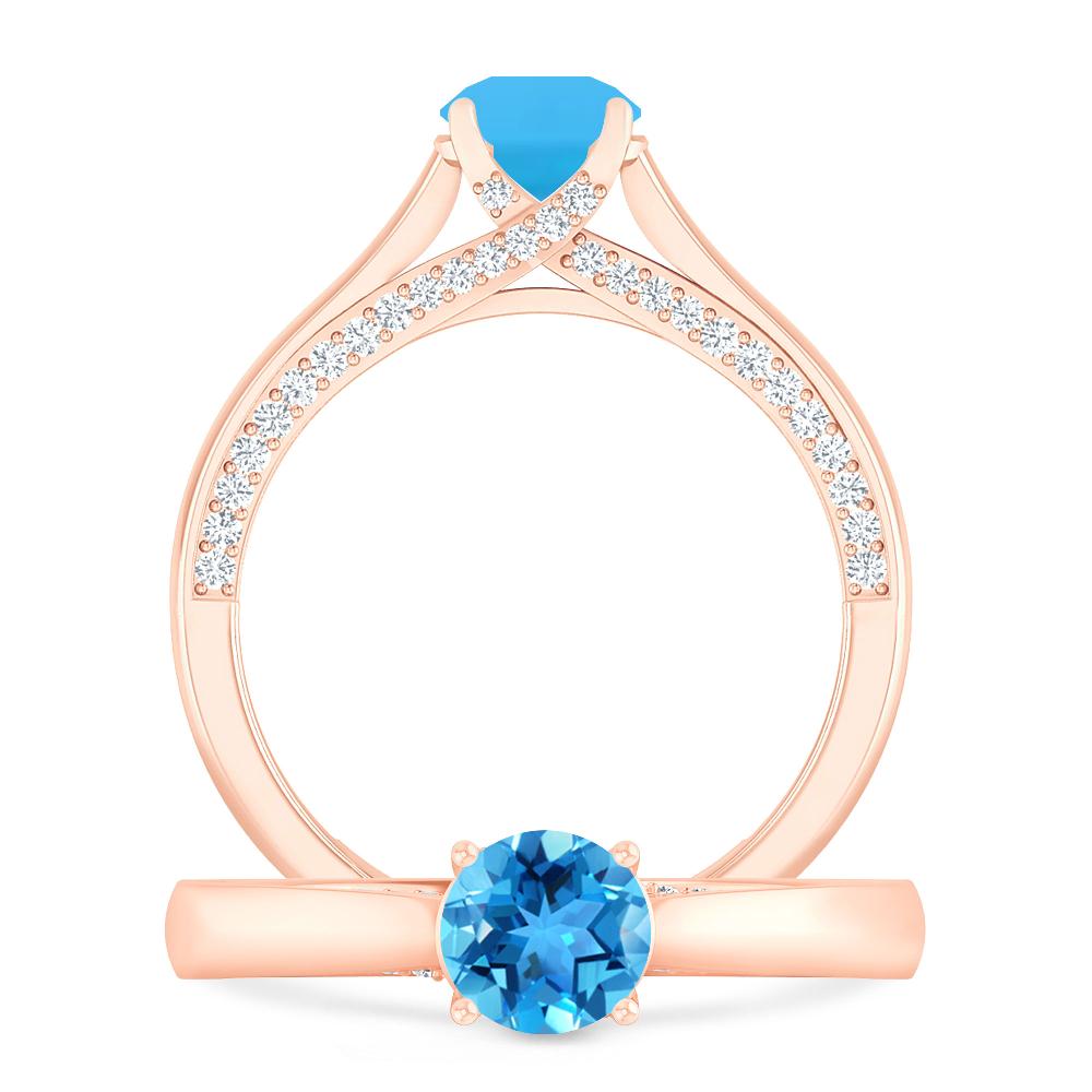 Rose Gold - Blue Topaz