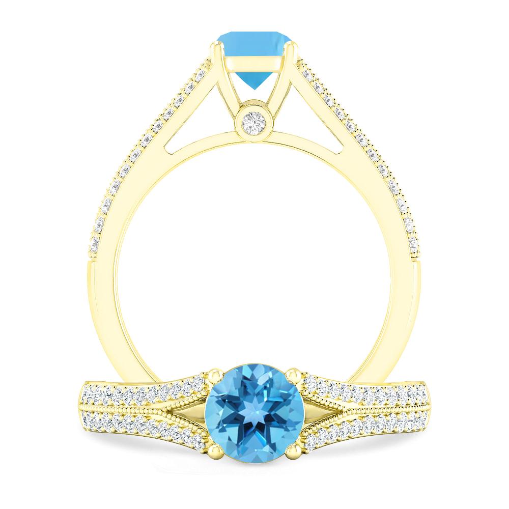 Yellow Gold - Blue Topaz