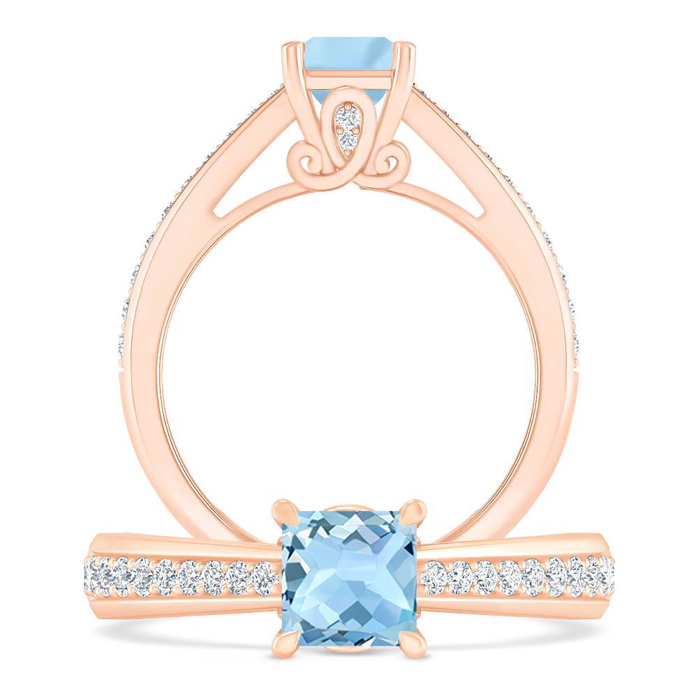 Rose Gold - Aquamarine