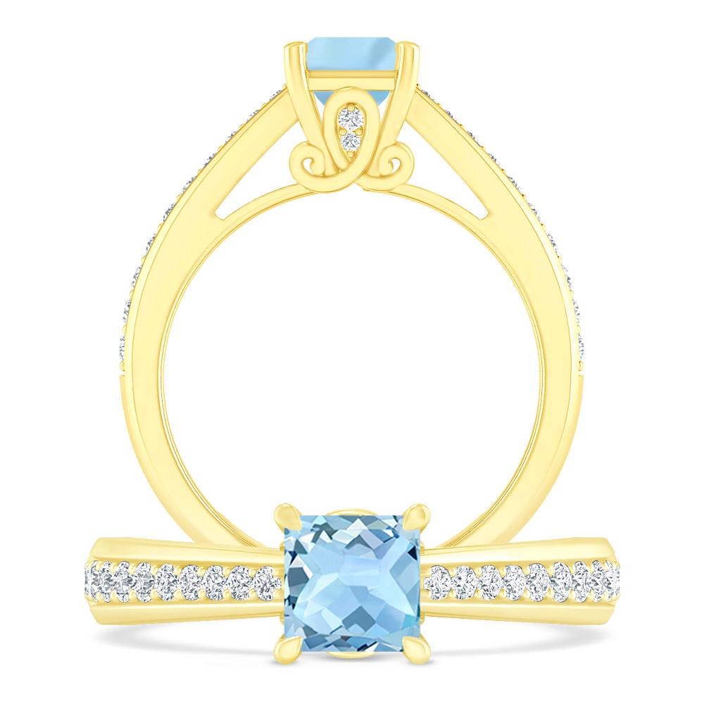 Yellow Gold - Aquamarine