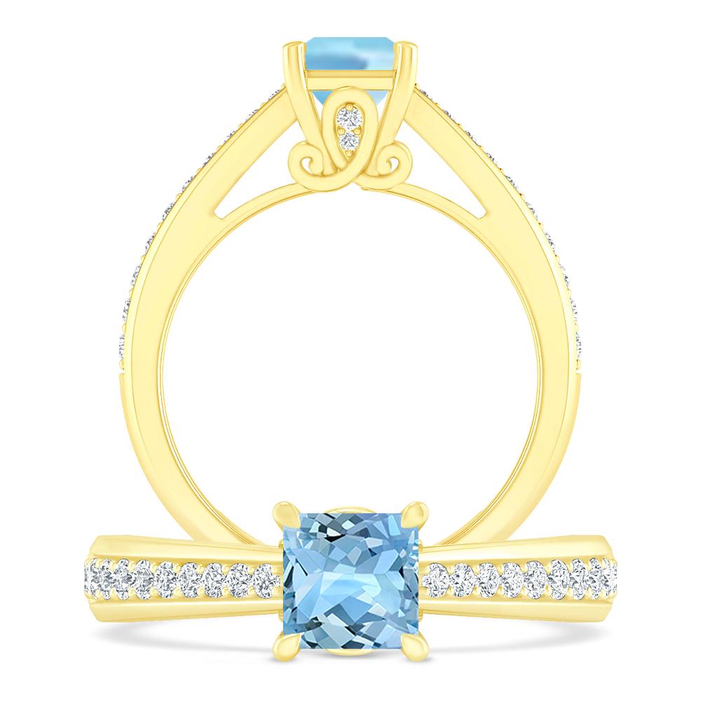 Yellow Gold - Aquamarine