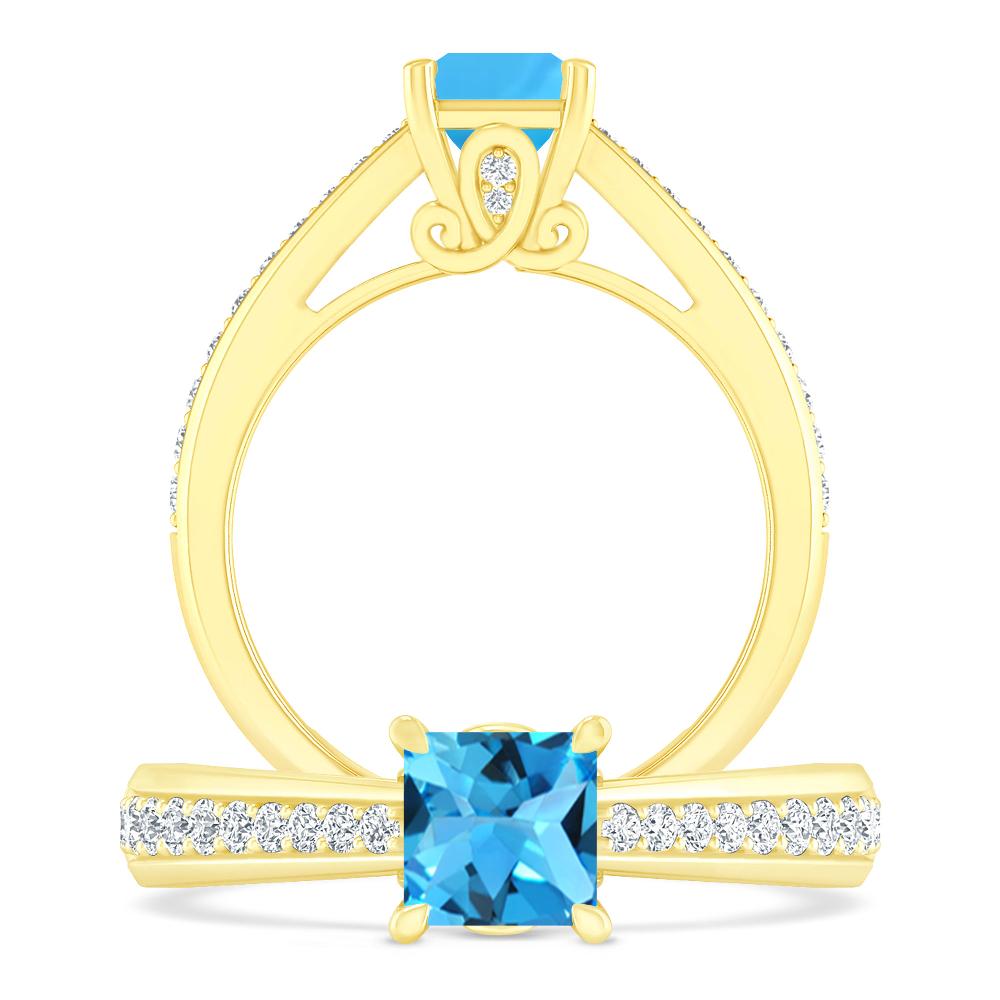 Yellow Gold - Blue Topaz