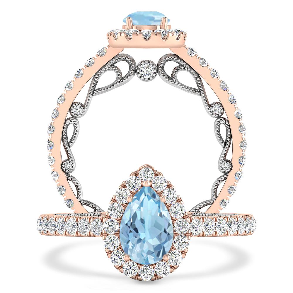 Rose Gold - Aquamarine