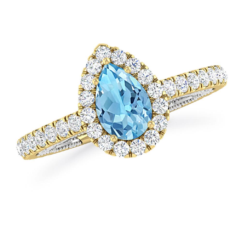 Yellow Gold - Blue Topaz