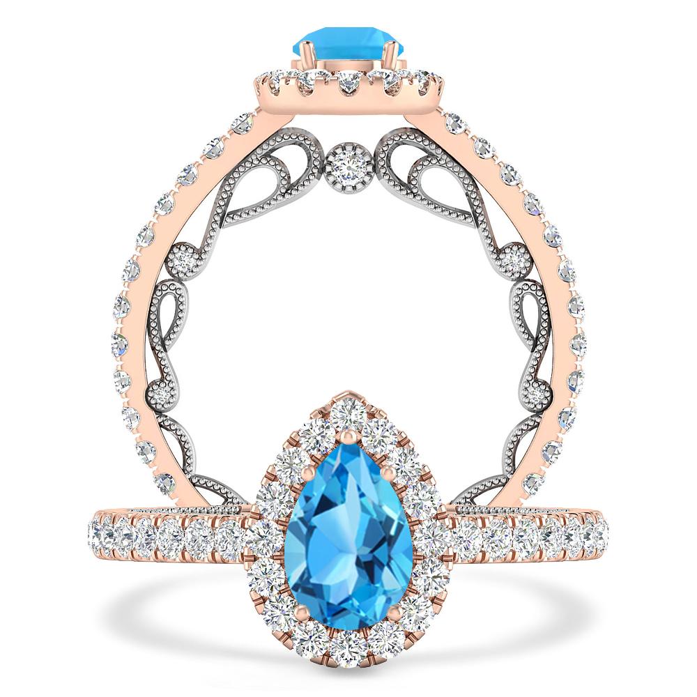 Rose Gold - Blue Topaz
