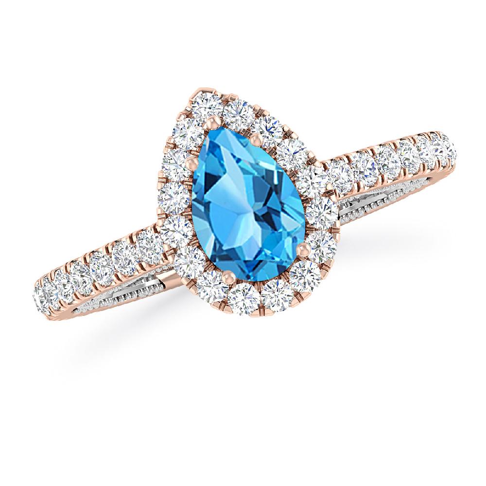 Rose Gold - Blue Topaz