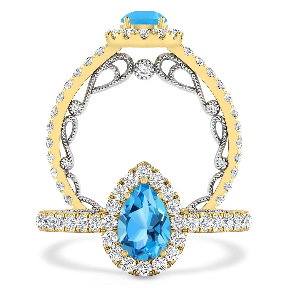 Yellow Gold - Blue Topaz