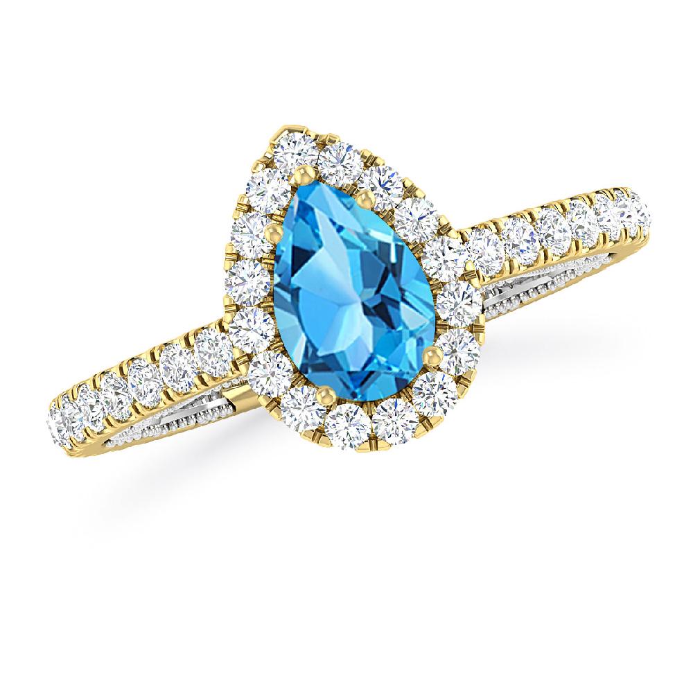 Yellow Gold - Blue Topaz