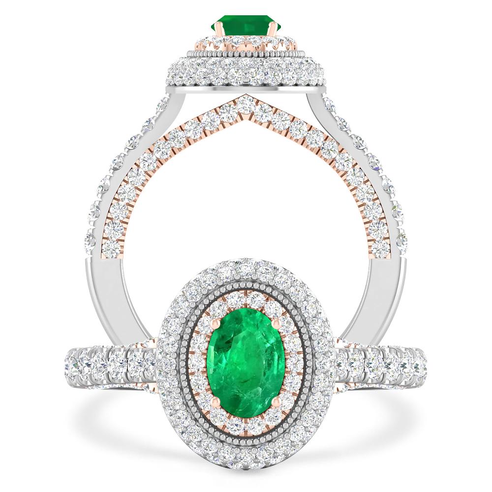 White Gold/Rose Gold - Emerald