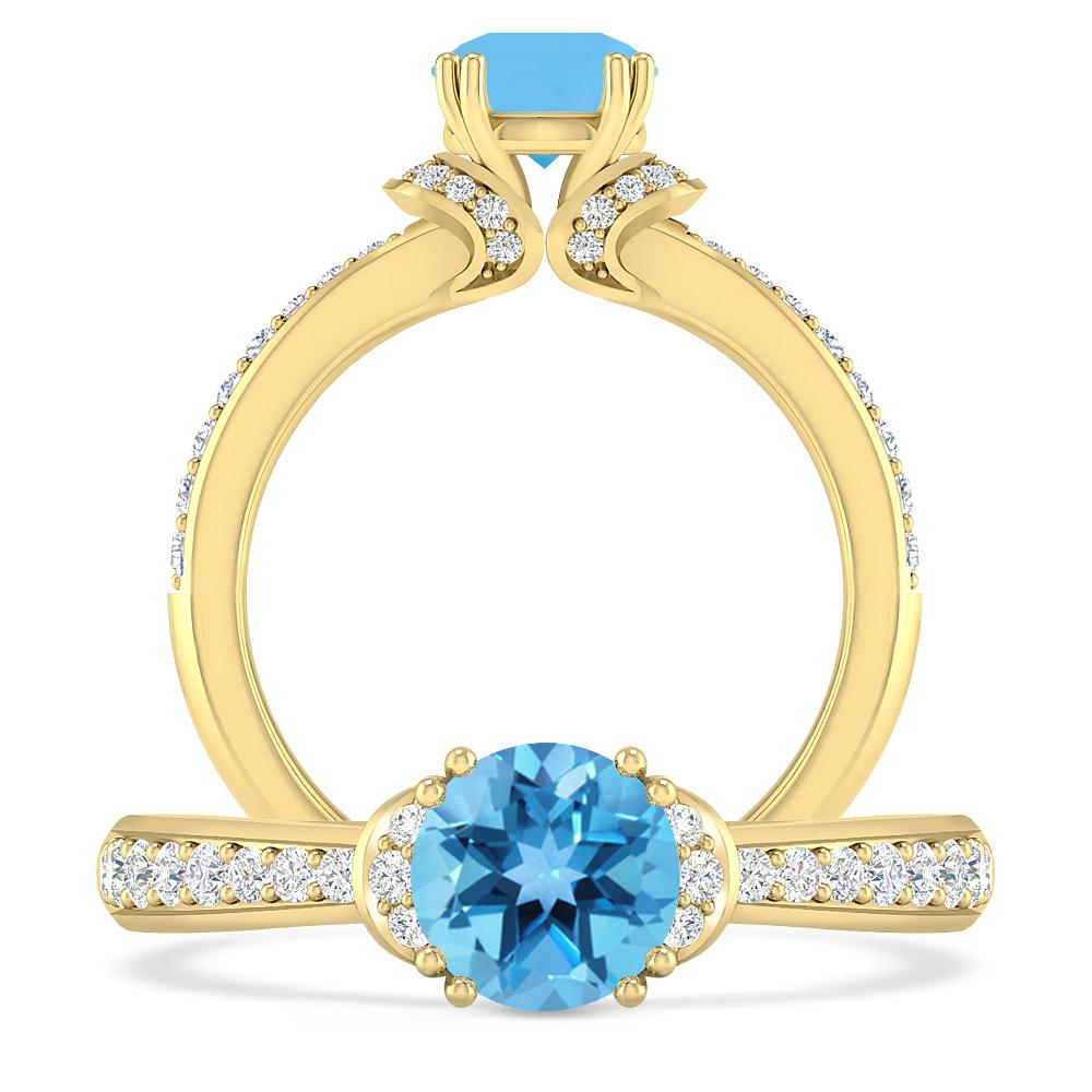 Yellow Gold - Blue Topaz